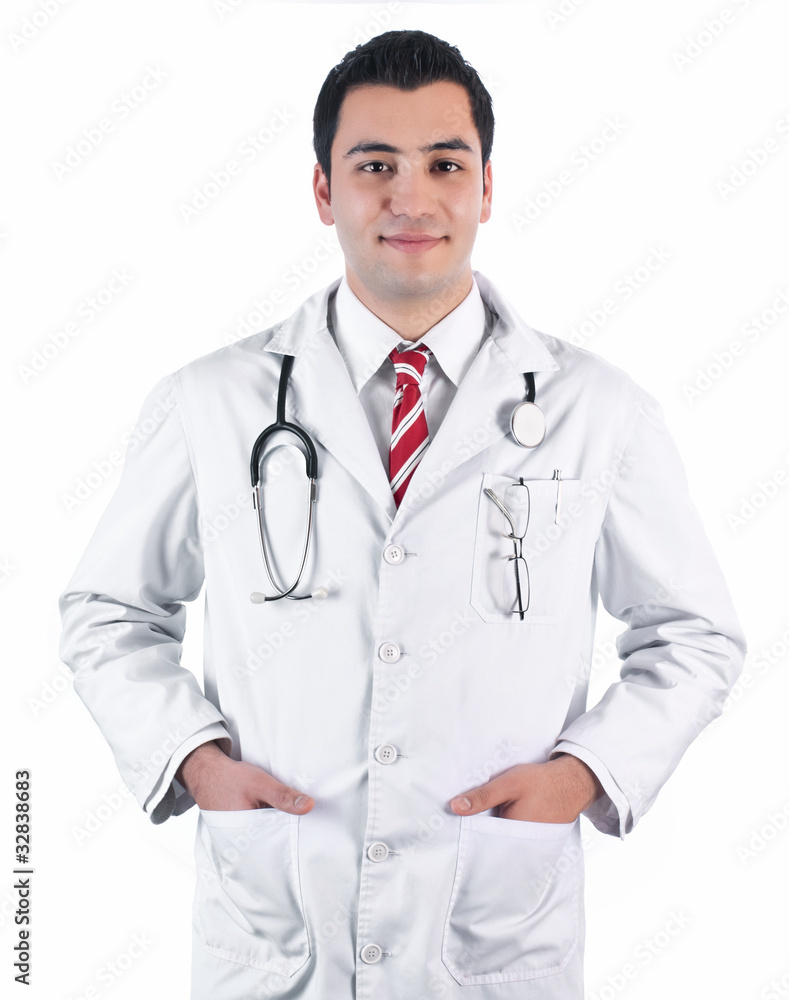 Portrait of a handsome doctor,isolated on white background Portrait of a handsome doctor,isolated on white background