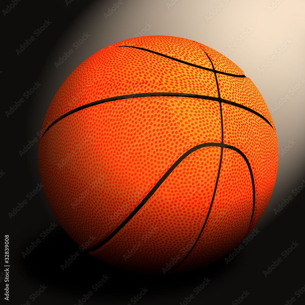 3d basket ball against black