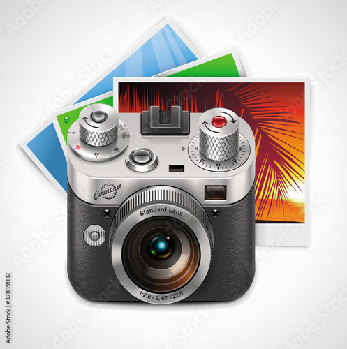 Vector retro camera and photos XXL icon