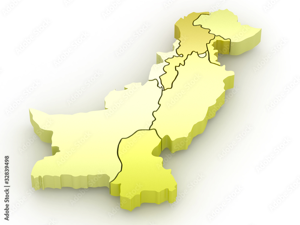 Three-dimensional map of Pakistan Three-dimensional map of Pakistan