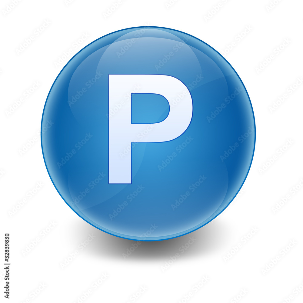 Esfera brillante azul con letra P Esfera brillante azul con letra P