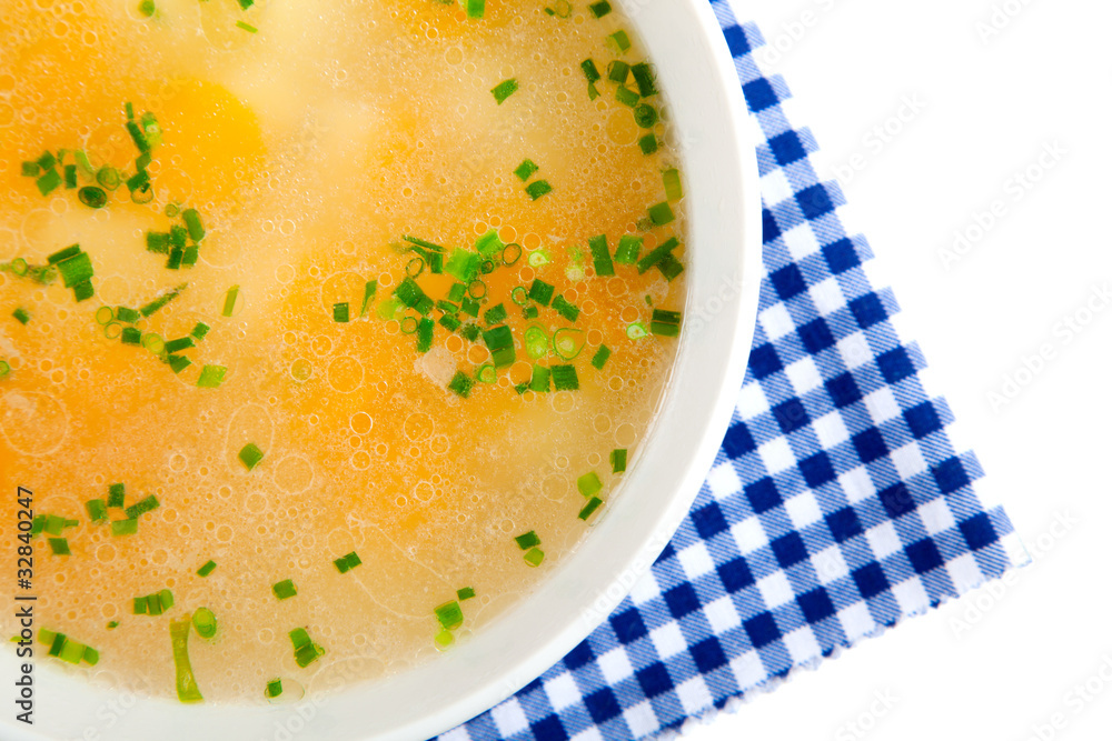 Vegetable soup, Isolated on white background Vegetable soup, Isolated on white background