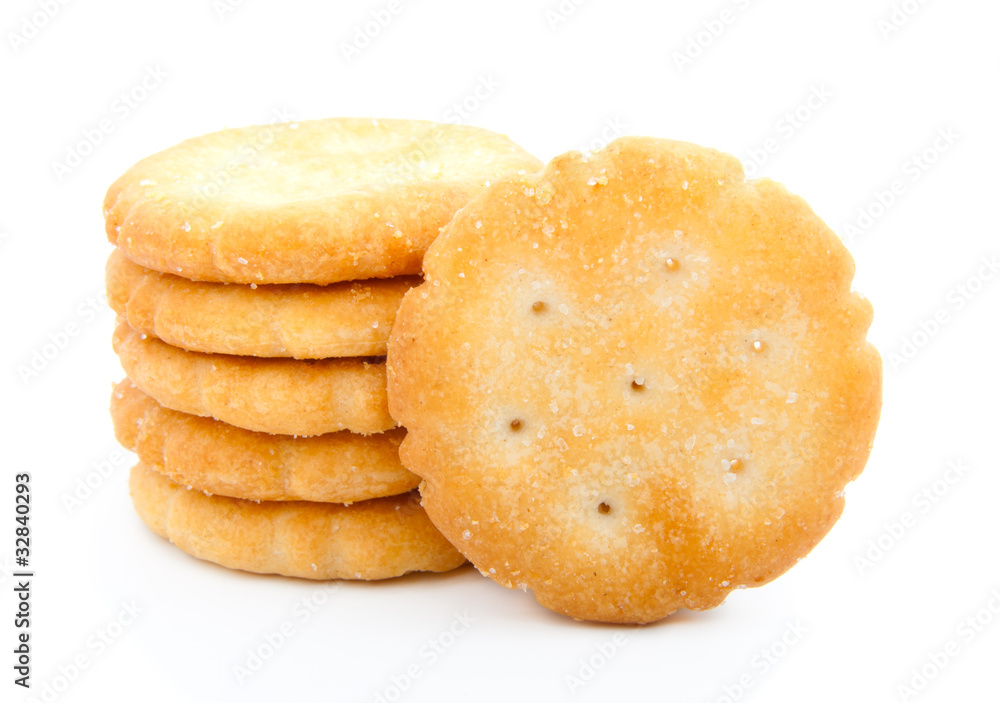 Stack of crackers isolated on a white background Stack of crackers isolated on a white background