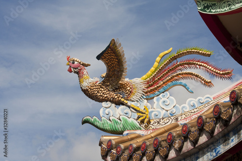 Chinese phoenix on roof