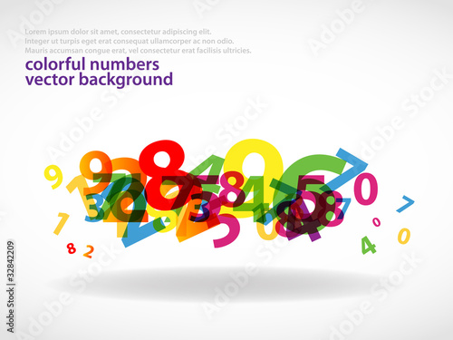 Abstract colorful numbers background