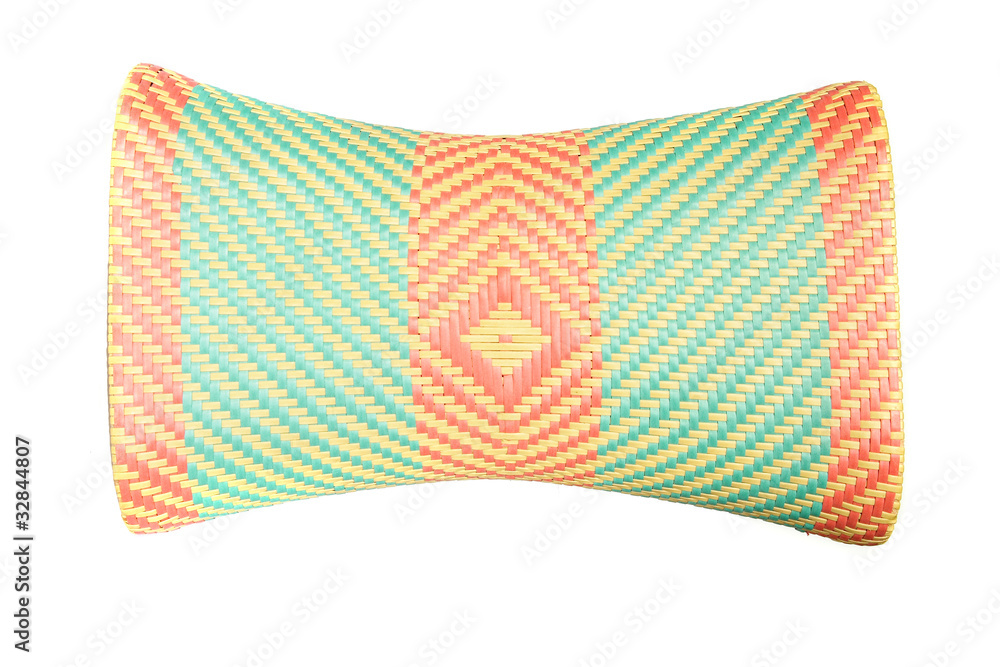 Wicker woven pillow isolated Wicker woven pillow isolated
