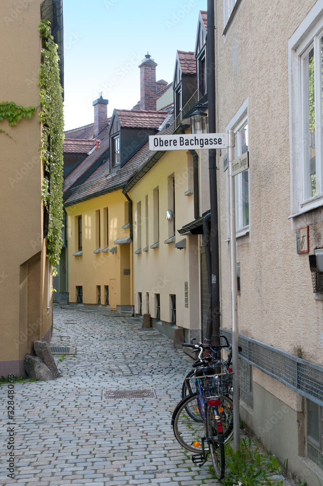 Narrow street in small european town