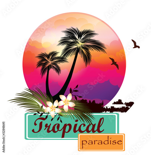 Tropical paradise.Vector illustration