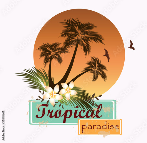 Tropical paradise.Vector illustration