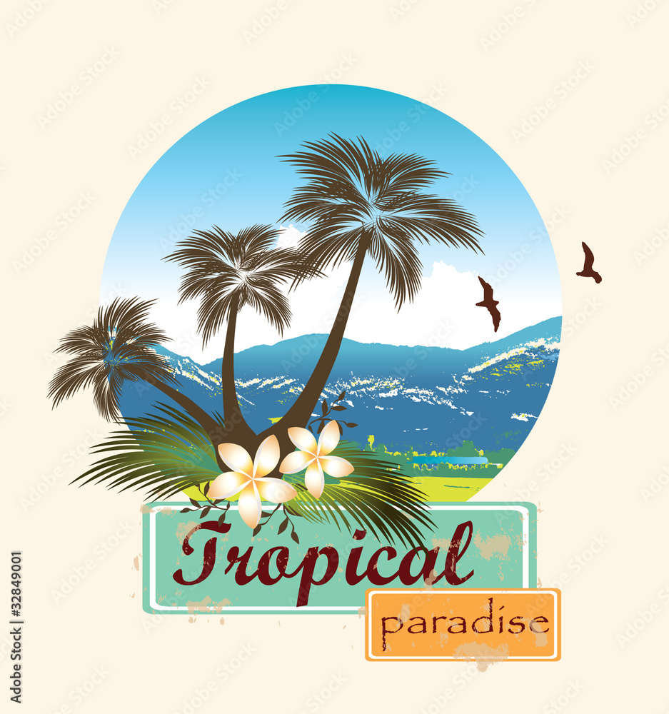 Fototapeta premium Tropical paradise.Vector illustration