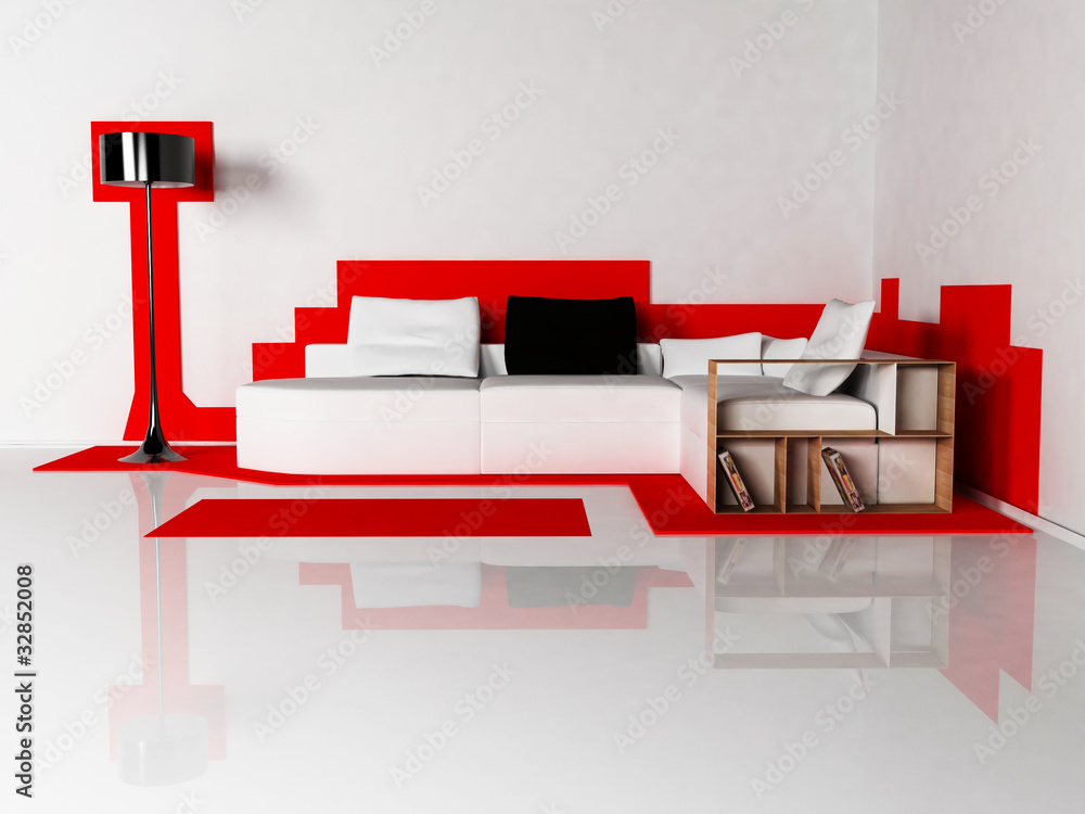 Modern interior design of living room with a nice sofa and a fl Modern interior design of living room with a nice sofa and a fl
