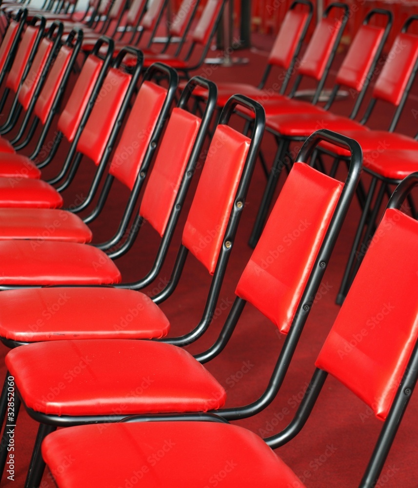 Fototapeta premium Red Chairs in Rows