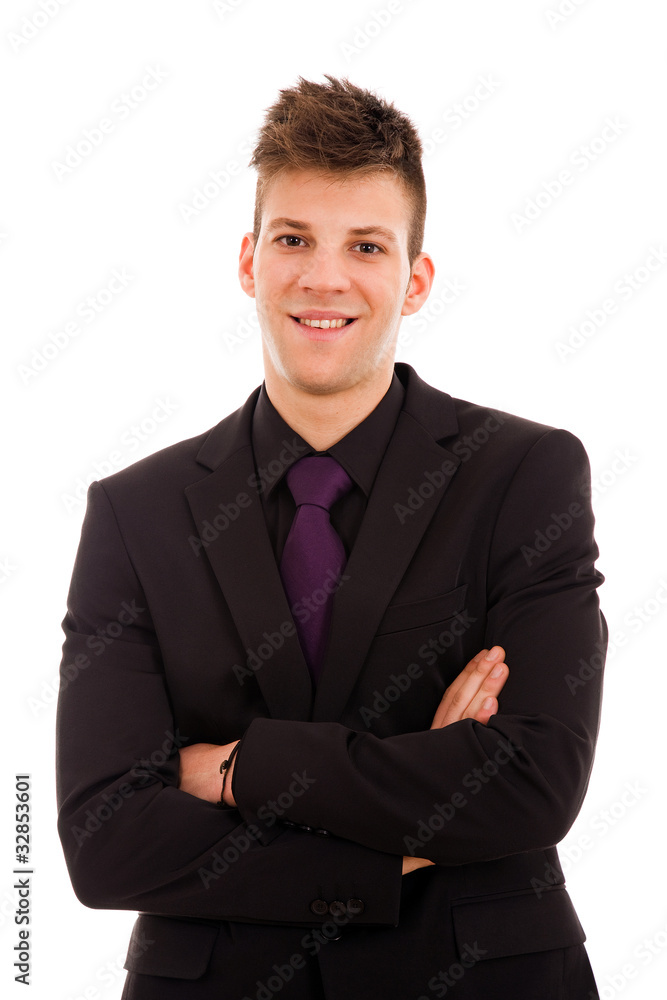 Portrait of a smiling young business man, isolated on white back Portrait of a smiling young business man, isolated on white back