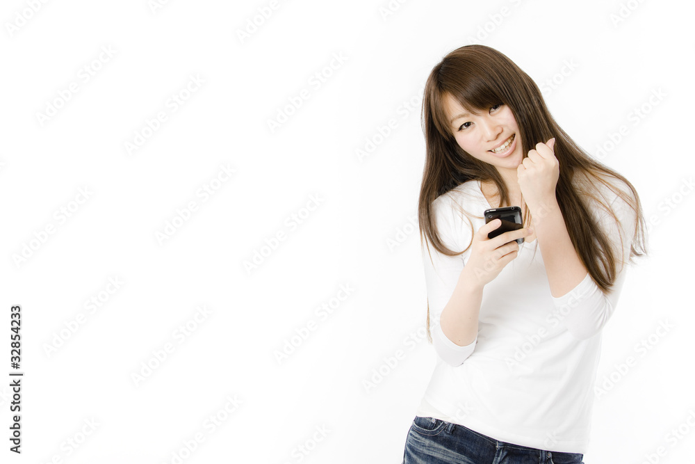 Obraz premium スマートフォンと女性