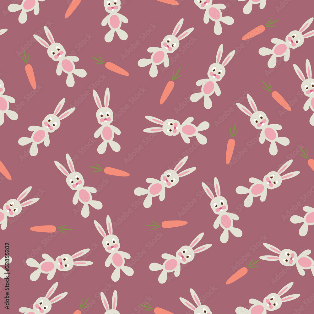 Child's seamless wallpaper with bunny and carrot