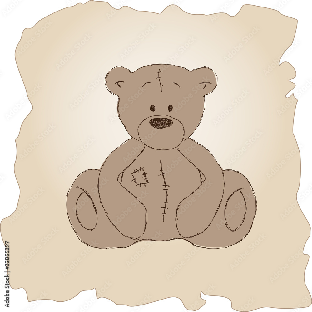 Fototapeta premium Hand drawn vintage teddy bear