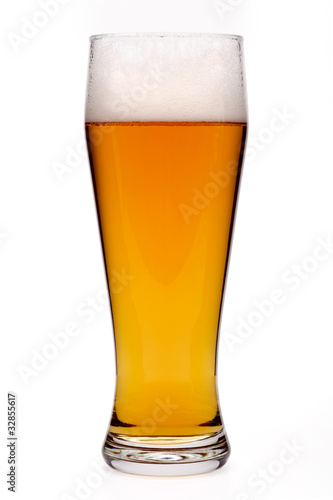 Beer in a glass, isolated, white background