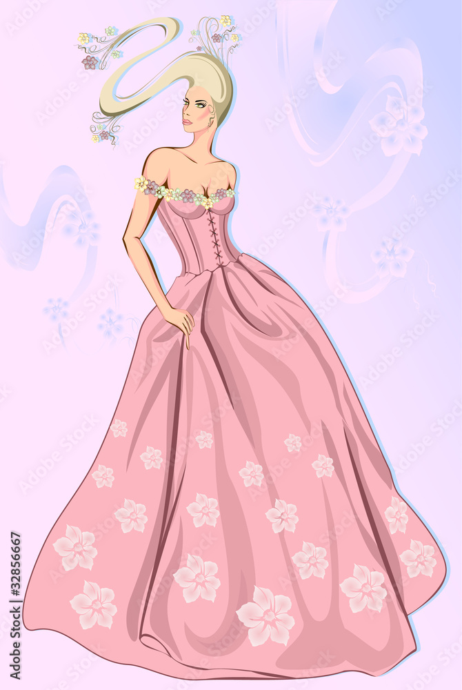 Vector illustration of beauty-bride princess walking Vector illustration of beauty-bride princess walking