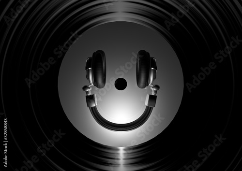 Vinyl headphone smiley silver