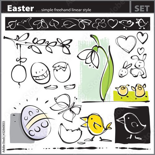 Easter set (freehand drawing style)