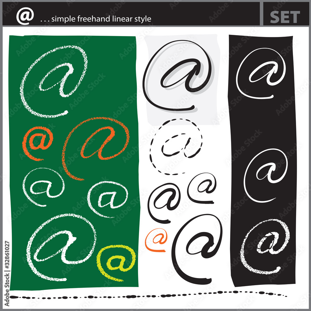 E-mail sign freehand chalk style (set) E-mail sign freehand chalk style (set)