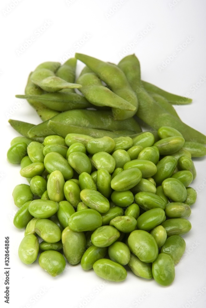 Edamame soy beans in a pile