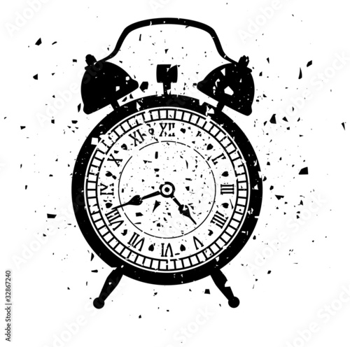 vector illustration of retro alarm clock in grungy style
