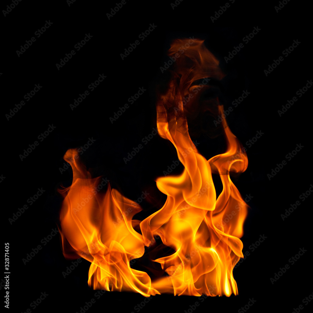 Flames on Black Photographic Background - obrazy, fototapety, plakaty 