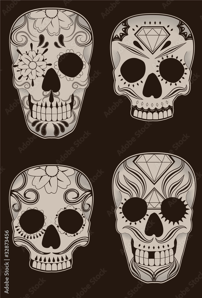Set of Mexican Sugar Skulls