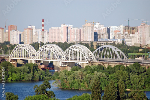 Railway bridge across Dnepr river, Kiev, Ukraine