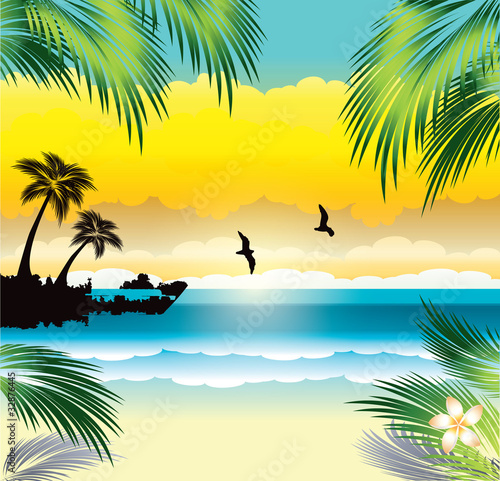 Tropical paradise.Vector illustration