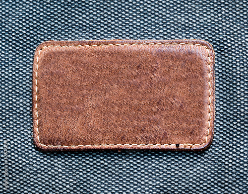 Wallpaper Mural Rectangular leather label isolated over denim texture Torontodigital.ca