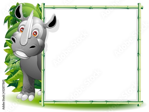 Rinoceronte Cartoon Sfondo-Cute Rhinoceros Background-Vector