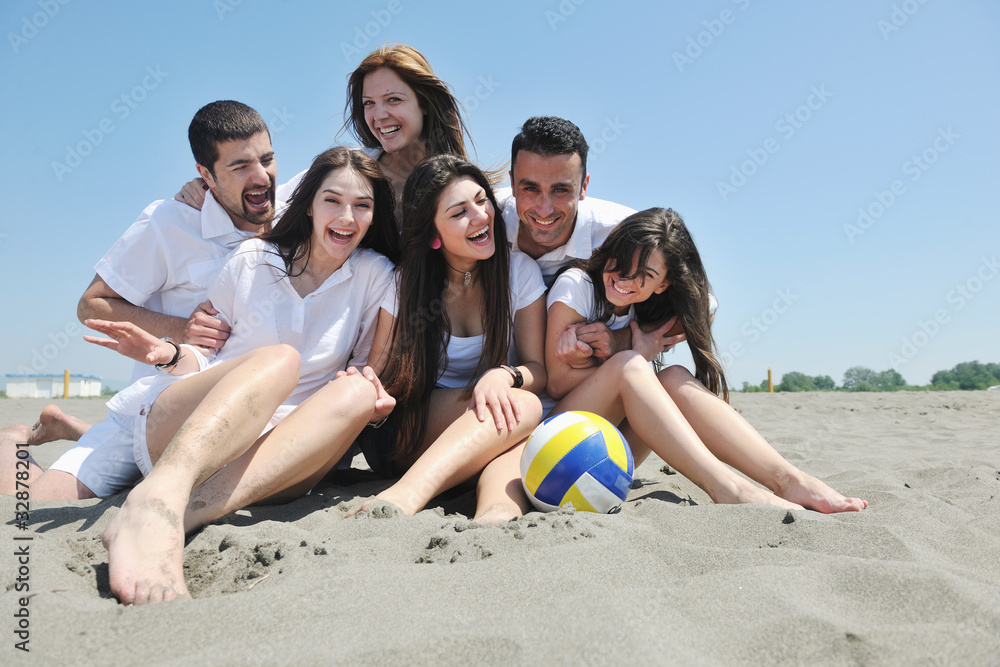 Group of happy young people in have fun at beach Group of happy young people in have fun at beach