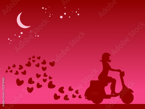 Scooter Girl silhouette, vector illustration