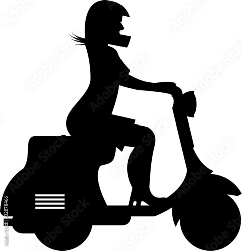 Scooter Girl silhouette, vector illustration
