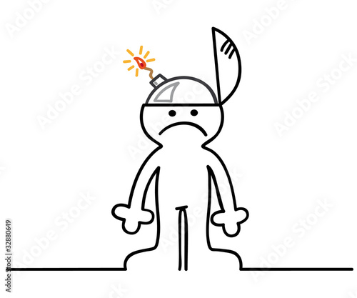 figur mit burnout-bombe
