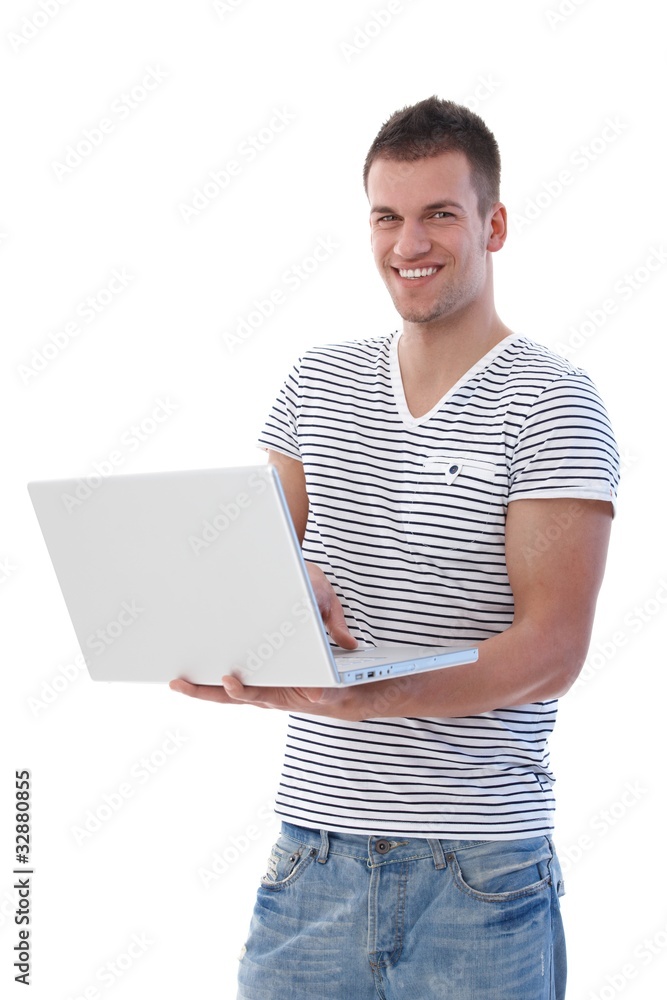 Happy student with laptop smiling Happy student with laptop smiling