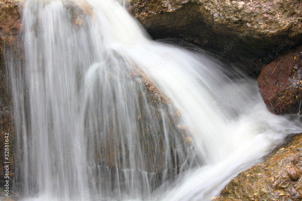 waterfall among rocks close-up waterfall among rocks close-up