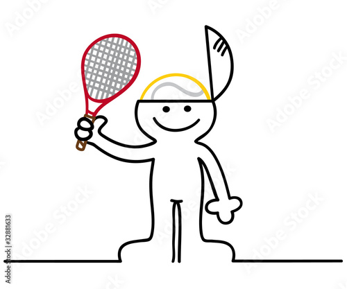 figur hat tennis im kopf