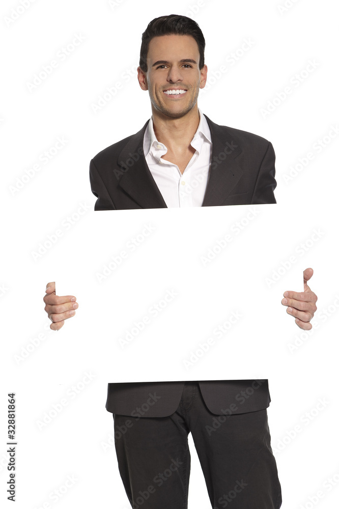 Man with white Sign Board Man with white Sign Board