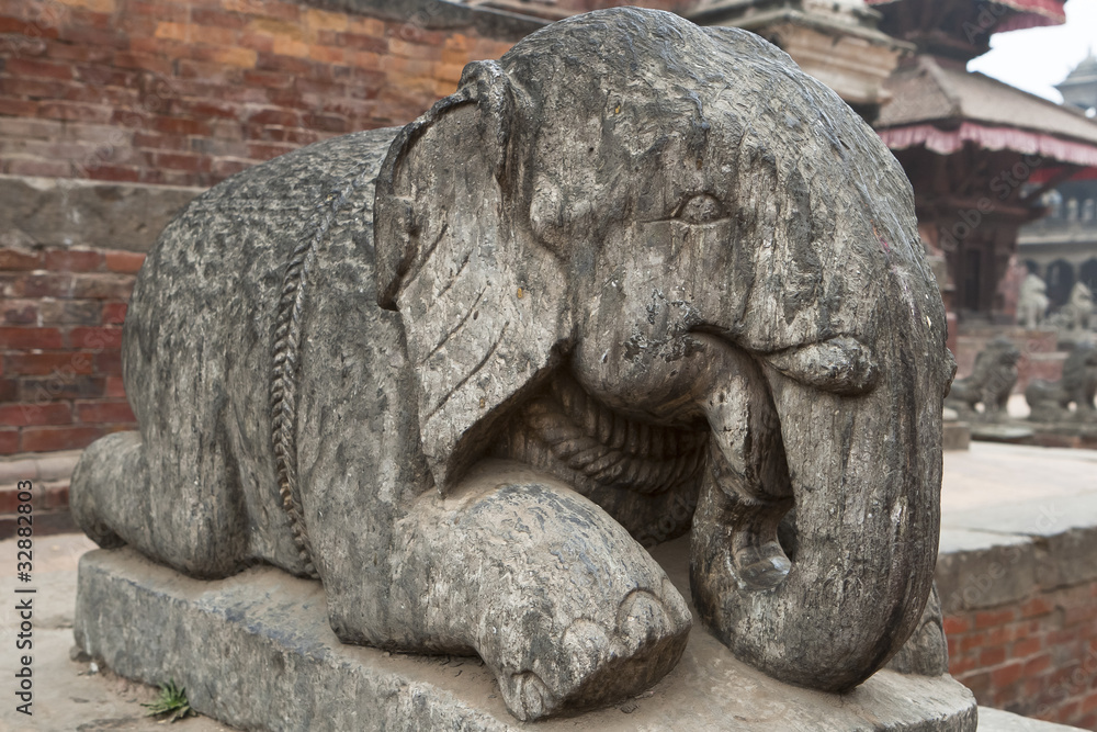 statues of stone elephants