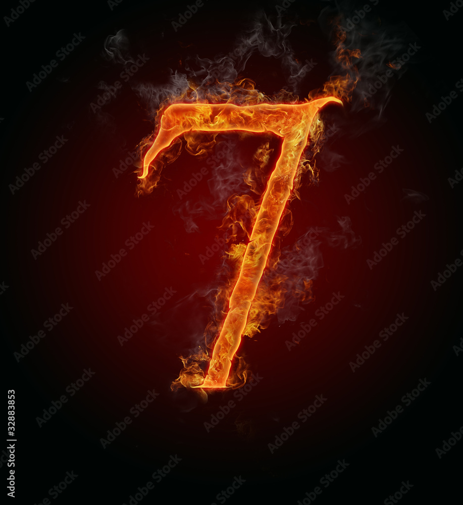 Fototapeta premium Burning fire number 
