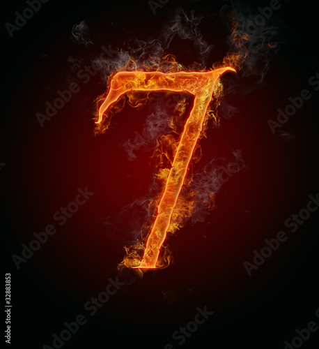 Burning fire number "7"