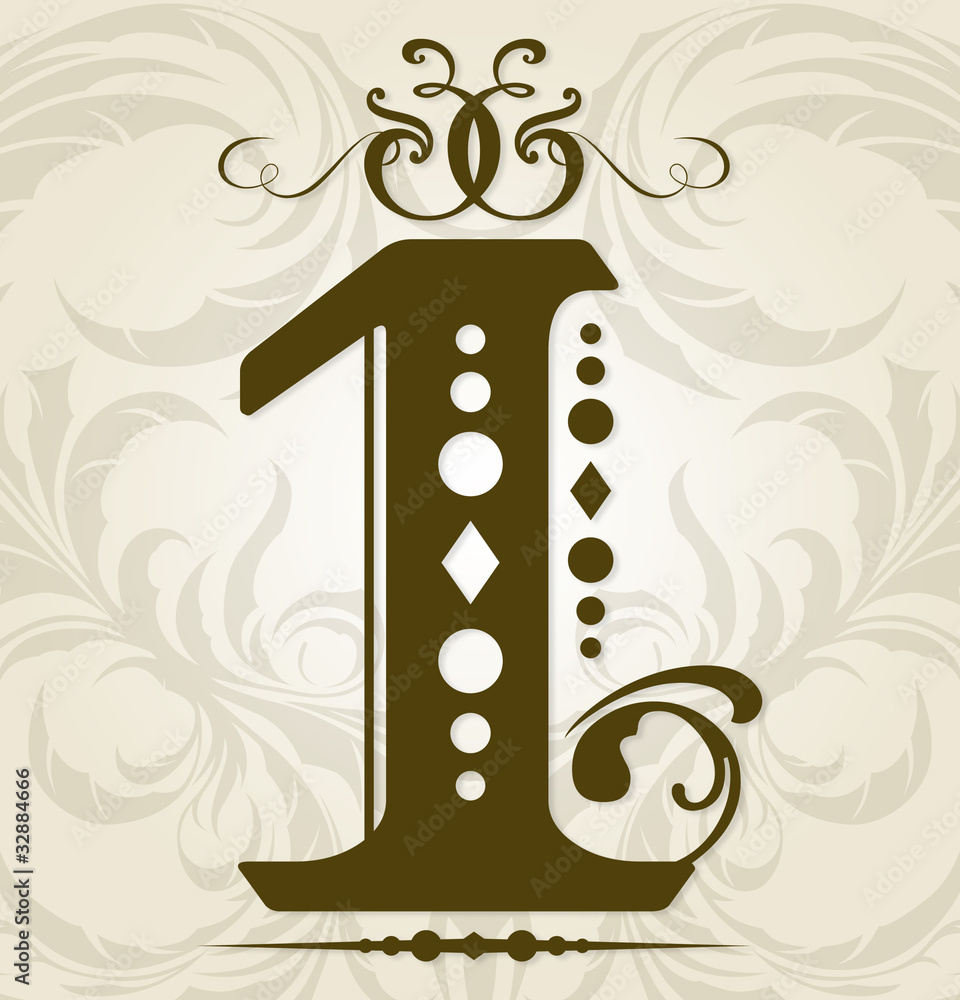 Decorative Number 1 Stock Vector | Adobe Stock