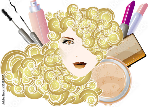 Woman, makeup and hairstyle