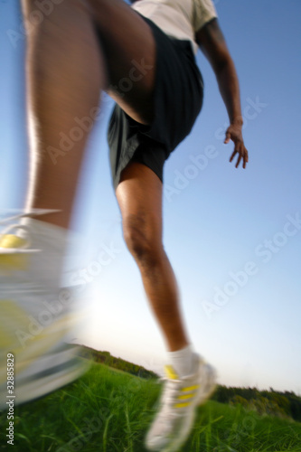 Running across Field, motion blure