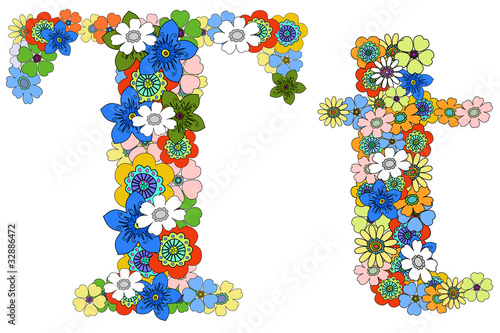 Letter T floral pattern