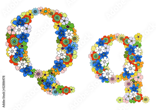 Letter Q floral pattern
