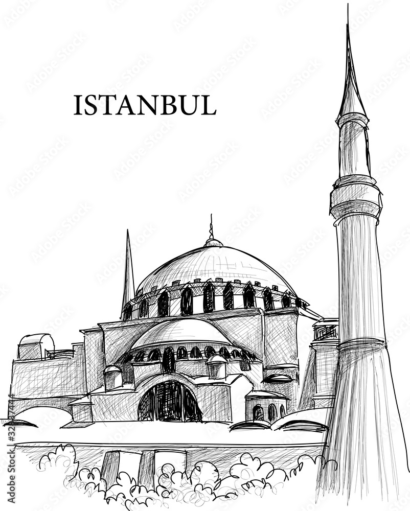 Istanbul St. Sophia cathedral sketch
